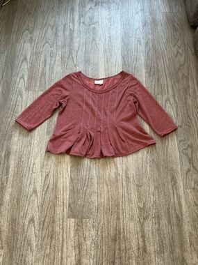Women’s Dusty Rose Peplum Knit Top